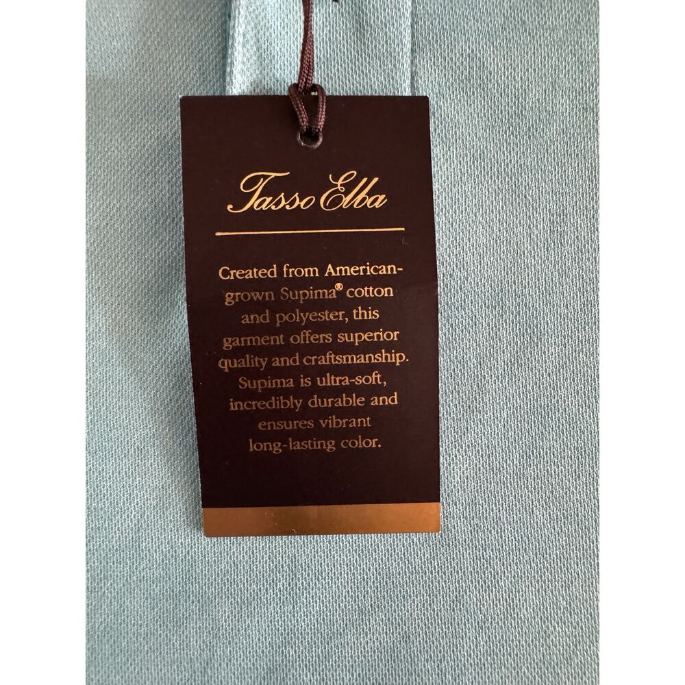 Tasso Elba Supima Cotton Blend LS Luxury Polo Shirt XL Menthol Blue NWT $59.50 - Picture 8 of 8